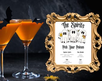Custom Halloween Drink Menu Sign: Spooky Cocktail Bar (Digital Download)