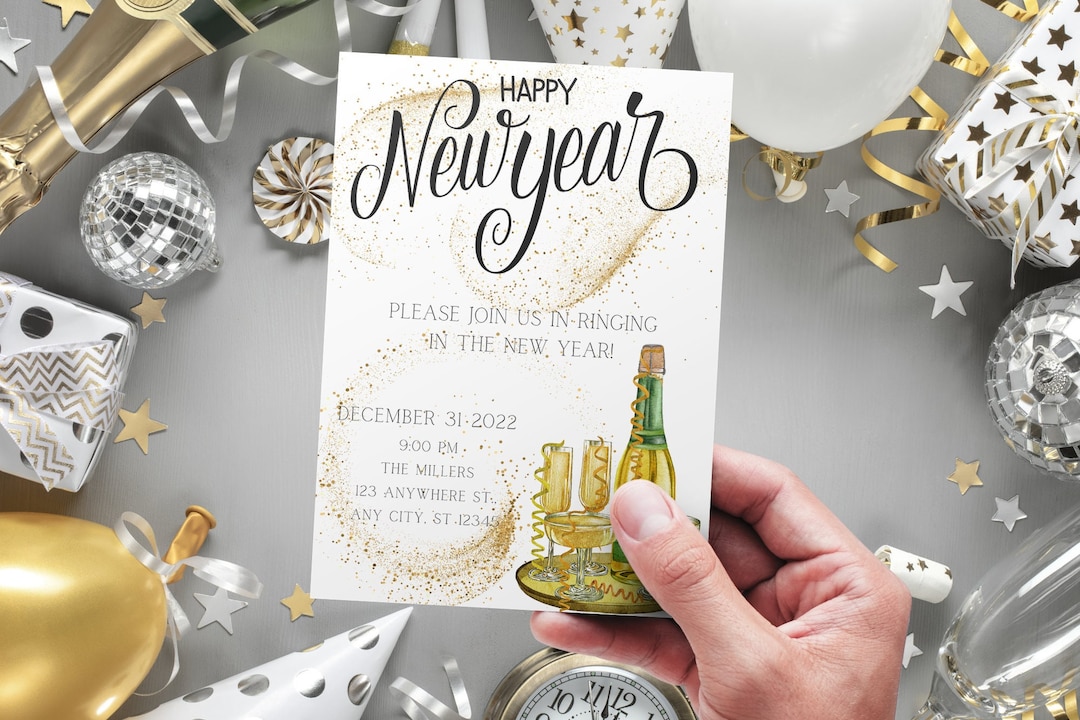 Black and Gold New Years Eve Party Invitation (PDF & JPG) - Etsy