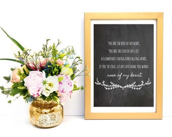 Johnny Cash 'Rose of My Heart' Lyrics Print: Chalkboard Style Wall Art