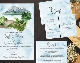 Tropisches Hochzeitseinladungs-Set (Instant Download)