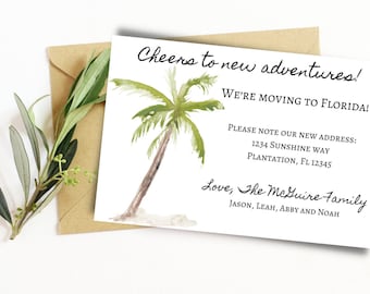 Palm Tree Moving Announcement Postcard: New Address (Instant Download)