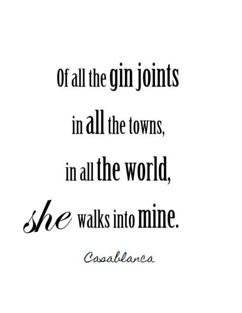 Instant Download Casablanca All the Gin Joints Quote Etsy