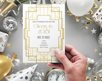 Art Deco New Years Eve Invitation: Gatsby Party (PDF & JPG)