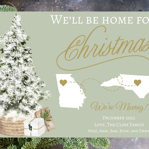 Bewegende kerstaankondiging, post op sociale media, nieuw adres, we zijn verhuisd, INSTANT DOWNLOAD, Home Sweet Home-kerstkaart