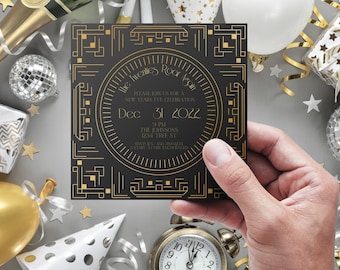 Art Deco New Years Eve Invitation: Gatsby 1920s Party (PDF & JPG)