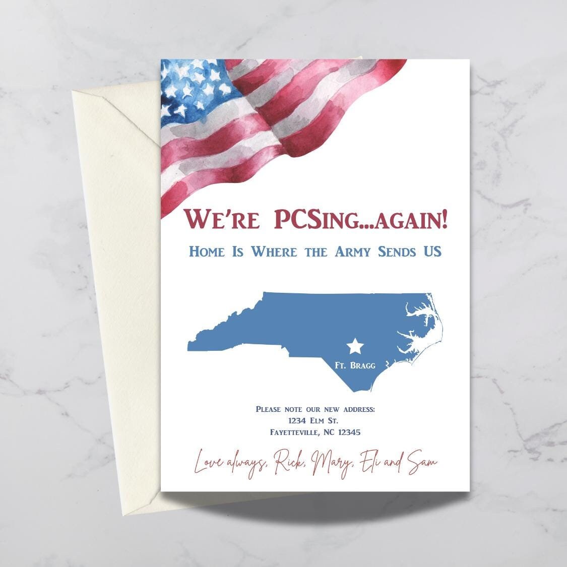 PCS Army Military Air Force Moving Announcement, Duty Calls New Home Postcard, New Address, We've Moved, INSTANT DOWNLOAD, Home sweet home