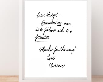 It's A Wonderful Life Print, George Bailey Quote, Christmas Friendship Gift