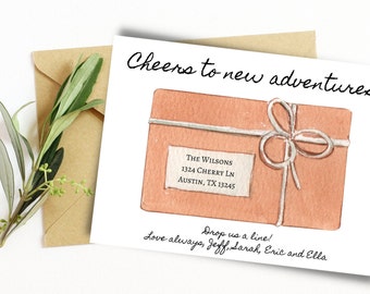 New Home Announcement Postcard: Watercolor Moving Card (INSTANT DOWNLOAD)