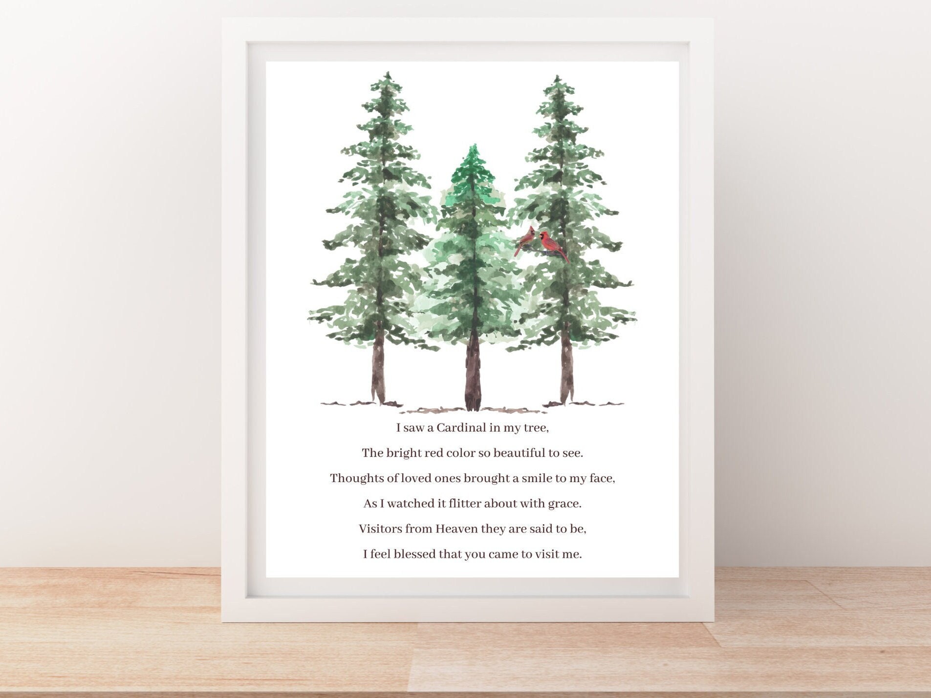 Digital Print, 8X10 Cardinal Quote, Cardinal Saying, Visitor from Heaven, Grief, Memorial Gift