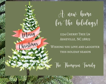 New Home for the Holidays Moving Christmas Card, o Instant Download Digital File, Christmas Card, Holiday Card