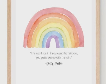 Dolly Parton Quote Print: Retro Western Rainbow Wall Art