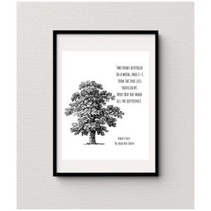 The Road Less Traveled By- Robert Frost- Poem Wall Art, Black and White Home Decor