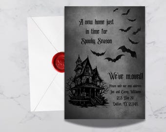 Halloween Moving Announcement: Spooky New Home Postcard (INSTANT DOWNLOAD)