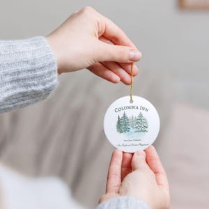 White Christmas Movie Ceramic Ornament: Columbia Inn, Vermont, sistes sisters ornament