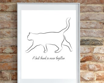 A Best Friend is Never Forgotten Digital Print 8X10 Cat Remembrance Art Print Sympathy Grief Print Cat