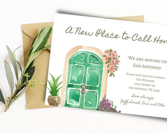 Watercolor Moving Announcement Postcard: New Home Address (INSTANT DOWNLOAD)
