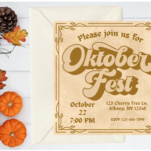 Oktoberfest Party Invitation: Retro Fall Theme (5x5 Instant Download)