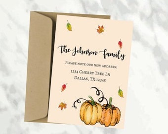 Fall Pumpkin Moving Announcement Postcard (Instant Download)