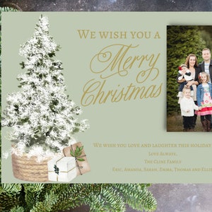 Kerstkaart, persoonlijke foto met hoge resolutie, direct download, digitaal bestand, kerstkaart, kerstkaart, 5 x 7 boom en cadeaus