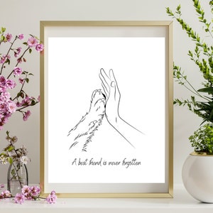 A Best Friend is Never Forgotten Digital Print 8X10 Dog Remembrance Art Print Sympathy Grief Print Dog Paw image 1