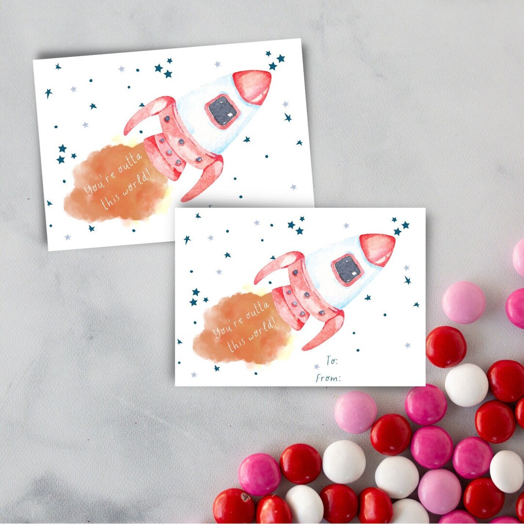 You're Outta This World Instant Download Kids Valentine Card 2X3 ...