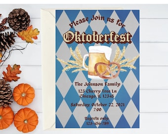 Inbjudan till Oktoberfestfest: Design av öl och kringla (nedladdning direkt)