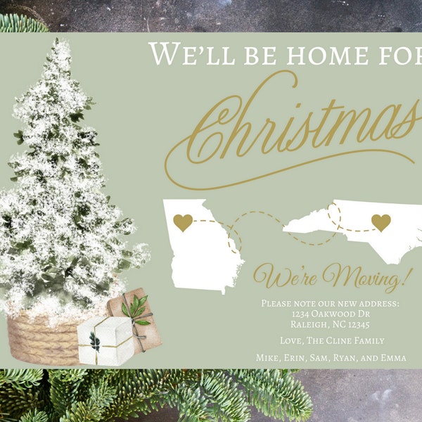 New Home for the Holidays Moving Christmas Card, Instant Download Digital File, Christmas Card, Holiday Card