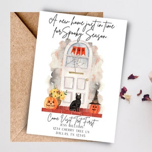 Halloween, Gruselzeit, Umzug, neues Zuhause Postkarte, neue Adresse, Wir sind umgezogen, INSTANT DOWNLOAD, Home sweet home