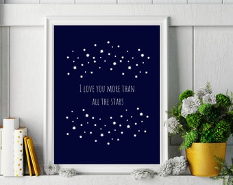 Stars Nursery Print: Navy and White Kids Wall Art (Digital Download)