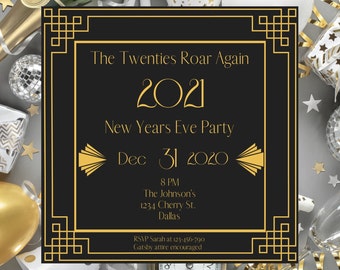 Art Deco New Years Eve Party Invitation: Gatsby Style (PDF & JPG)