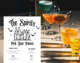 Custom Halloween Drink Menu: Spooky Bar Sign (Digital Download)