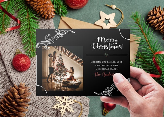 Custom Christmas & Holiday Cards, 5x7 Cardstock, Blank Envelope, Christmas Holly