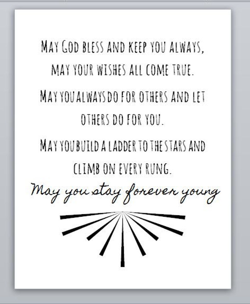 Forever Young Bob Dylan Lyrics Print White and Black Instant | Etsy