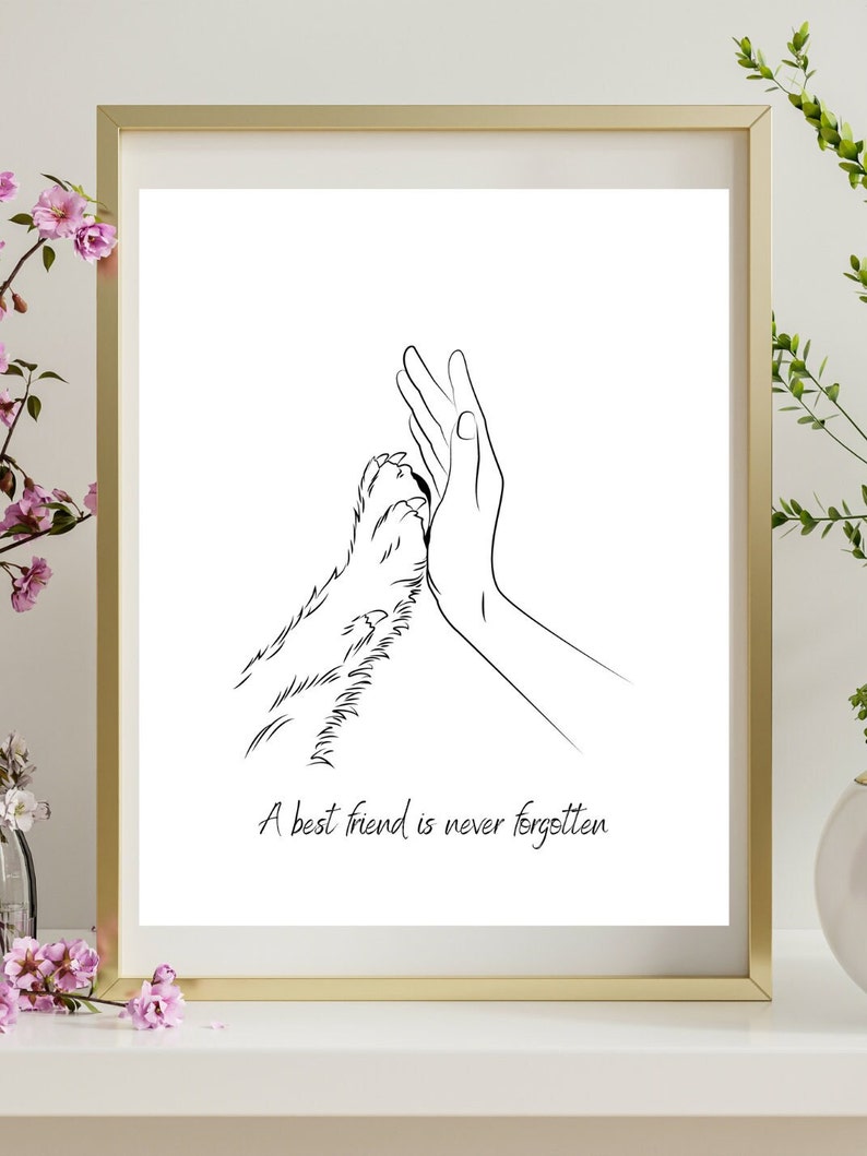 A Best Friend is Never Forgotten Digital Print 8X10 Dog Remembrance Art Print Sympathy Grief Print Dog Paw image 2