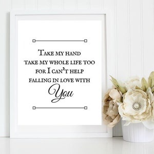 Elvis Presley Lyrics Art Print: I Can&#39;t Help Falling In Love (8x10)