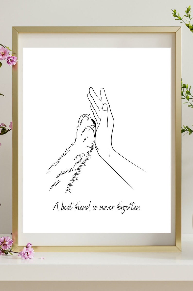 A Best Friend is Never Forgotten Digital Print 8X10 Dog Remembrance Art Print Sympathy Grief Print Dog Paw image 4