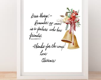 Sofortiger Download - digitale Datei 8 X 10 It's A Wonderful Life Clarence Danke für das Zitat ""Wings Bell Rrings""."