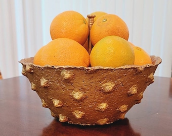 Knobbly Gold Paper Mache Bowl