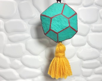 Faceted Nugget Mirror Ornament with Tassel: Lena