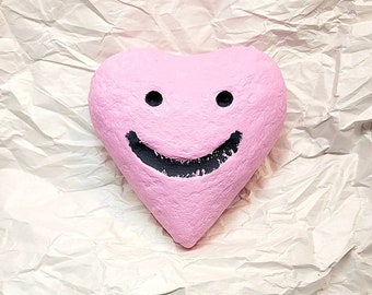 Pink Paper Mache Heart Paperweight