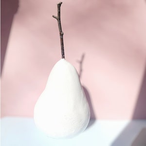 Oversized White Modern Pear Paper Mache Sculpture image 1