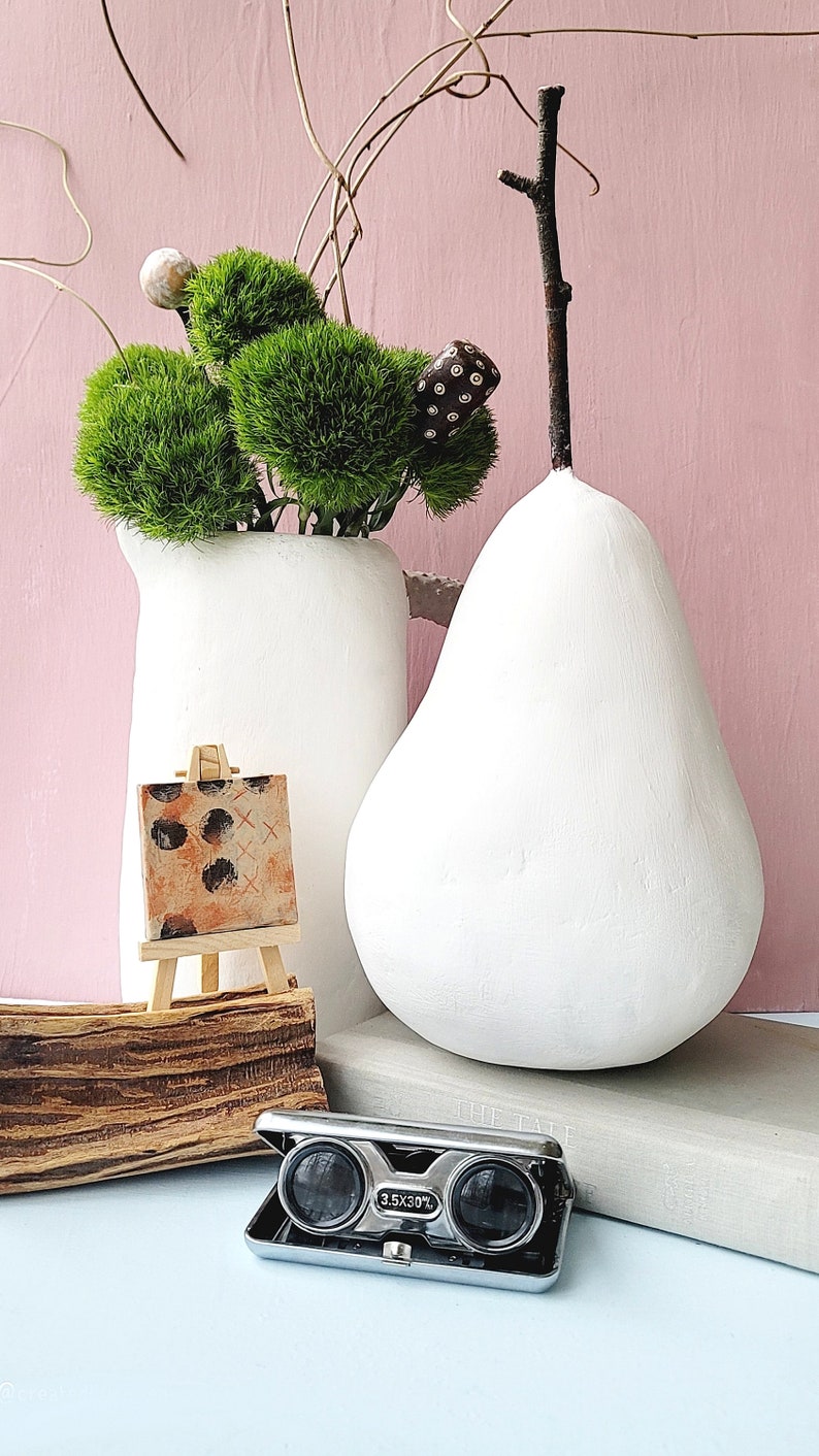 Oversized White Modern Pear Paper Mache Sculpture image 3