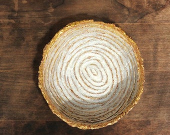 Crème Brûlée Large Ridged Paper Mache Swirl Centerpiece Bowl