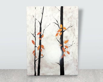 Original Acrylic Trees Painting on Canvas: Autumn Light