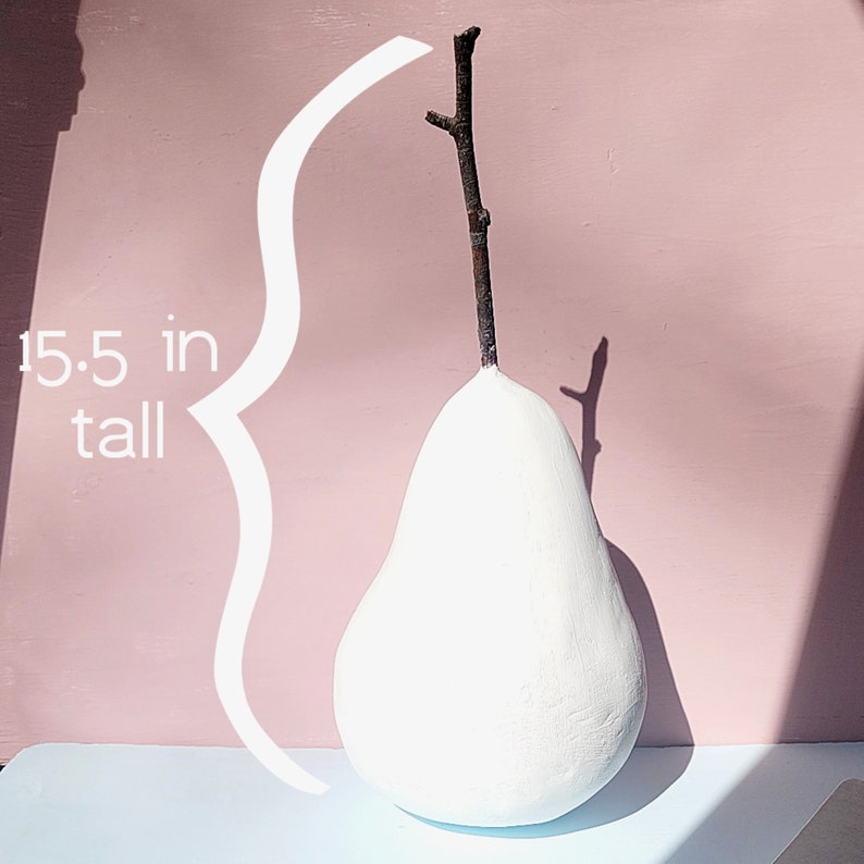Oversized White Modern Pear Paper Mache Sculpture image 5