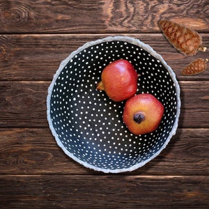 Black and White Polka Dot Deep Paper Mache Bowl Decor