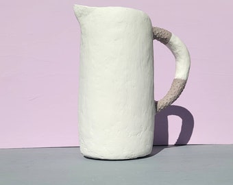 White and Gray Paper Mache Pitcher and Wet Vase: Cyril