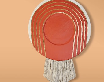 Large Paper Mache Wall Art Platter with Fringe: Dusk