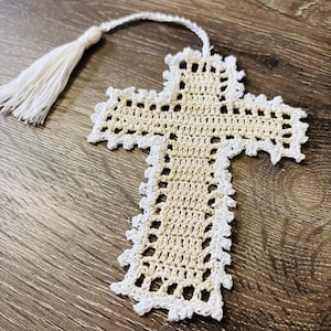 Elegant Crochet Cross Bookmark-Handmade Christian Gift