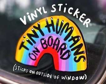 Baby on Board VINYL Sticker - More than one child - Rainbow Car Sticker - Katie Abey